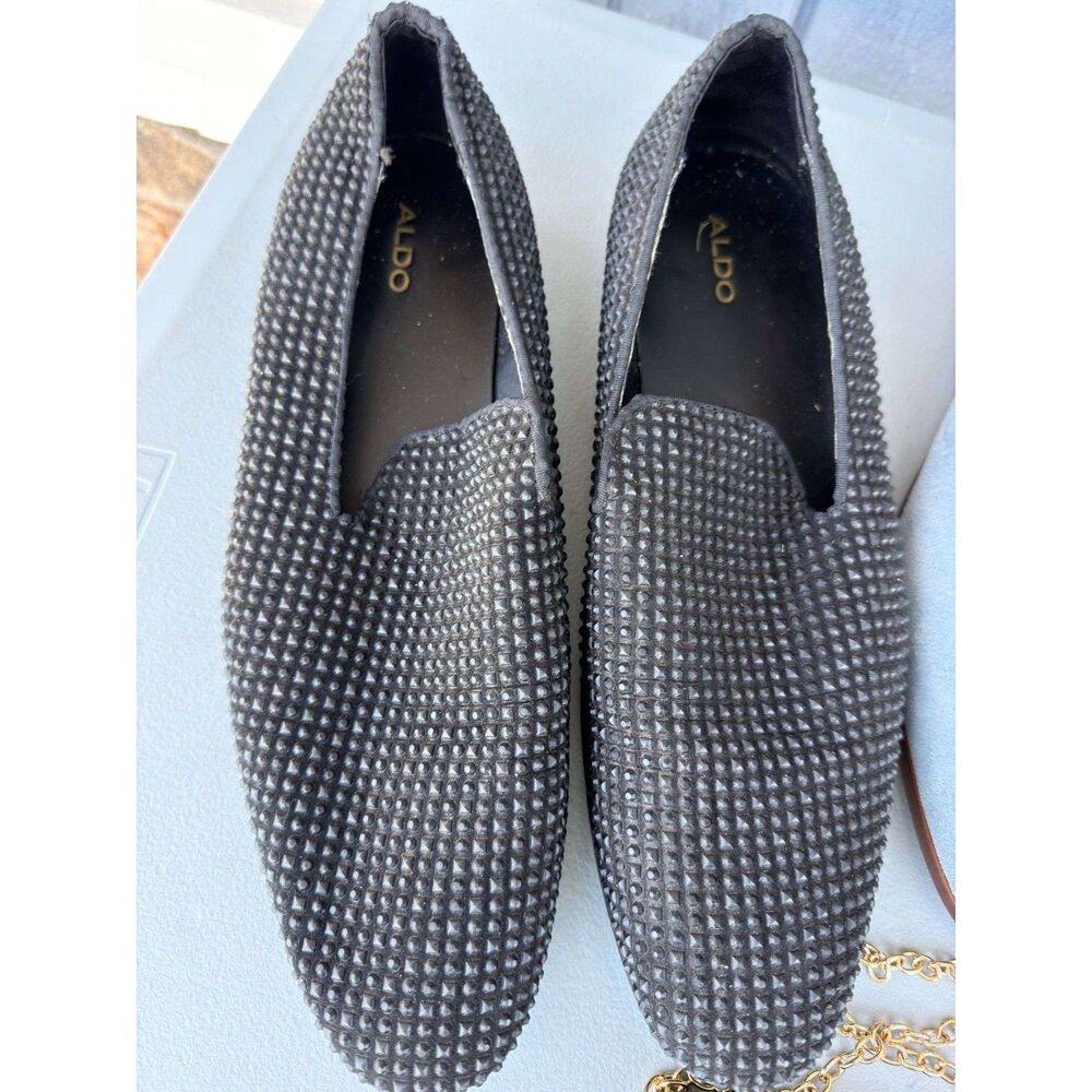 ALDO Hoddinott Men's Black Studded Slip-On Loafers Dress Shoes - Size 10.5